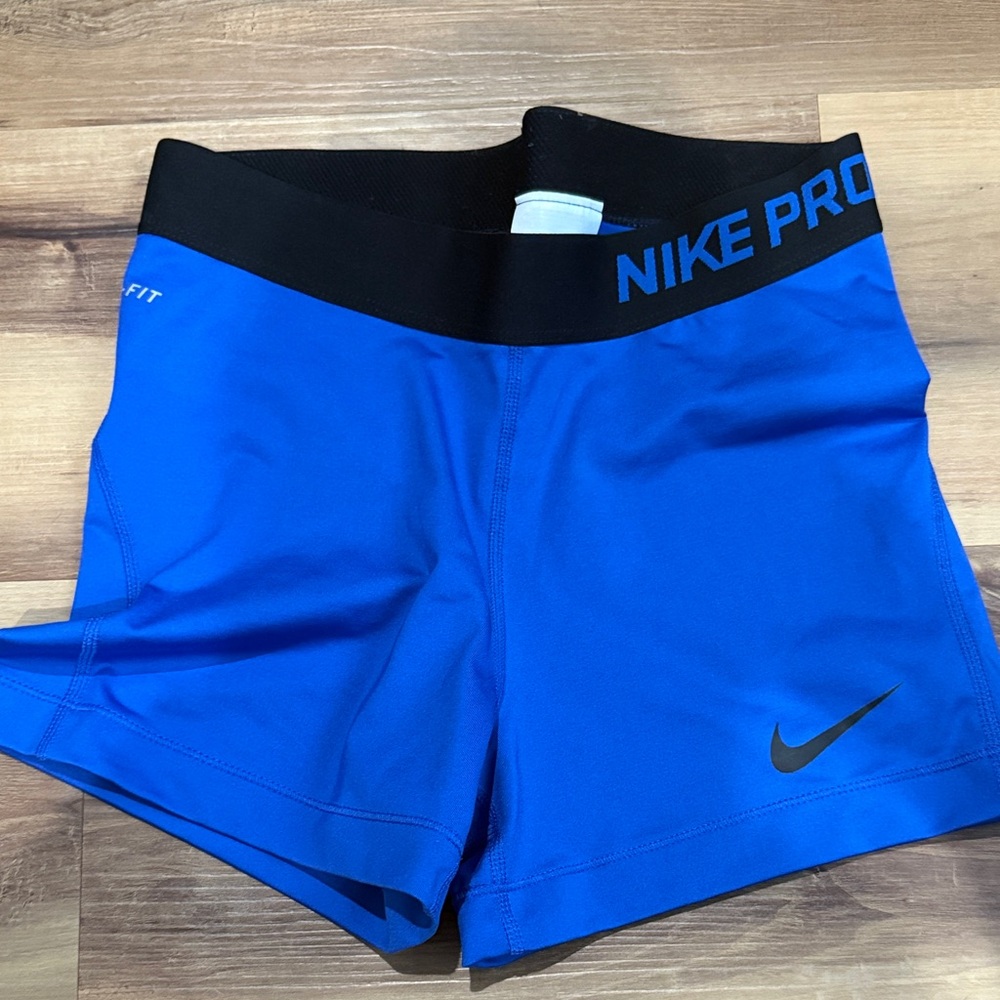 Nike Women's Dri-FIT Black and Blue Athletic Shorts